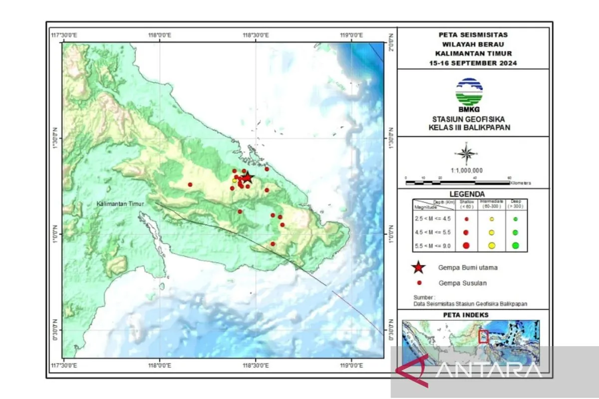 Indonesia pantau Berau pascagempa 5,6 SR, 19 gempa susulan dilaporkan